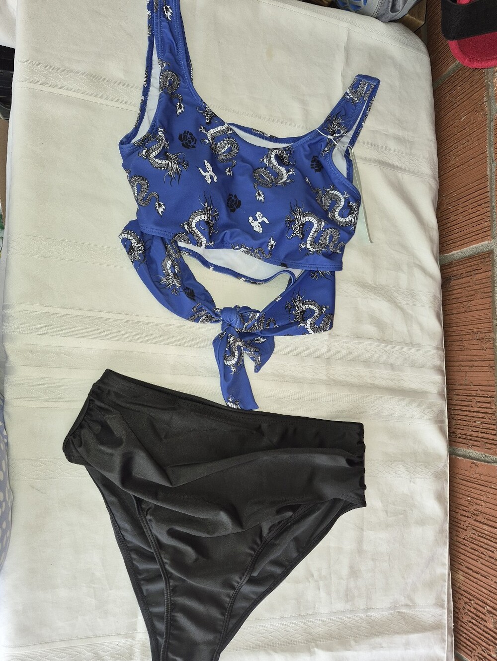 Blue Dragon Print Tie-Front Bikini Top - Women Intimates & Sleepwear